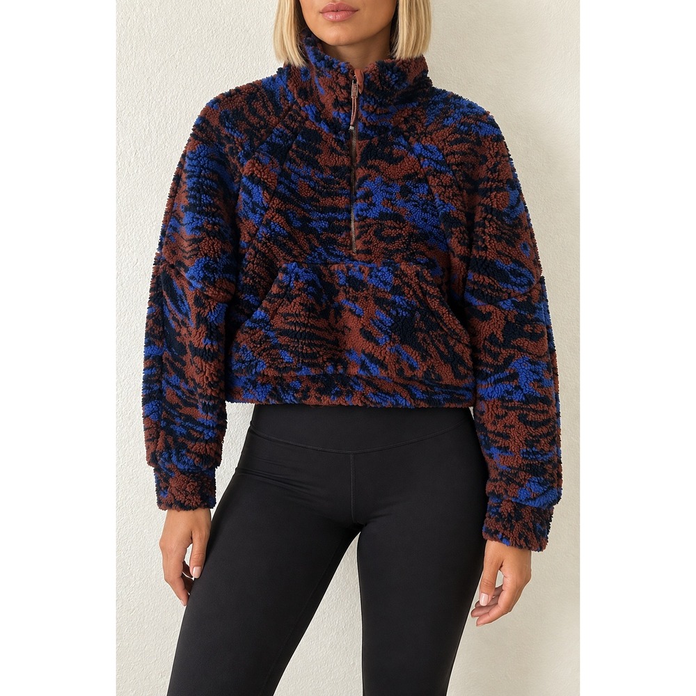 Lululemon Scuba Oversized Half-Zip Fleece Tiger Tide Smoky Red Blue XS/S